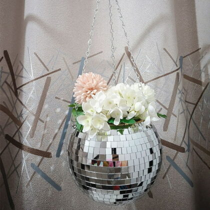 Shimmering Globe Planter with Rope