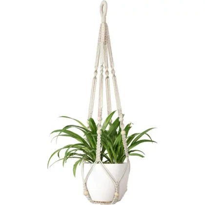 Beige Macrame Cotton Rope Plant Hanger